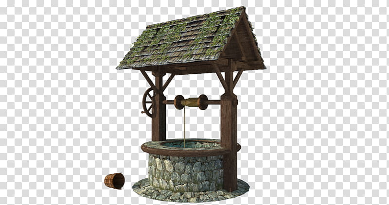 Medieval Wishing Water Well, gray and brown well transparent background PNG clipart