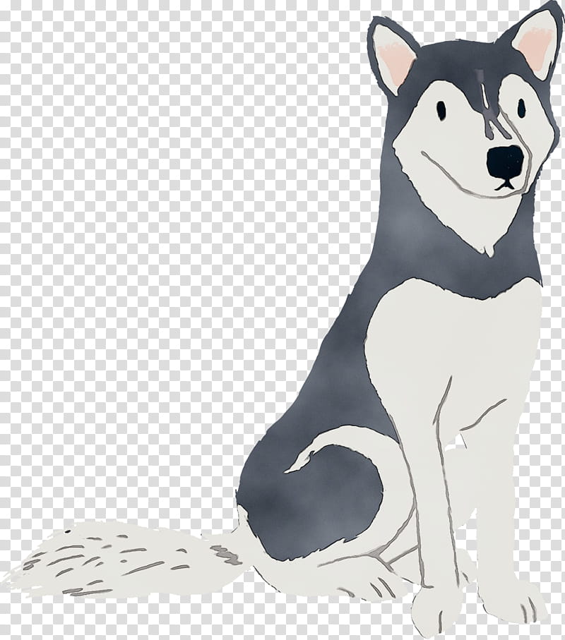 dog animal figure canaan dog tail siberian husky, Watercolor, Paint, Wet Ink, Dog Breed transparent background PNG clipart