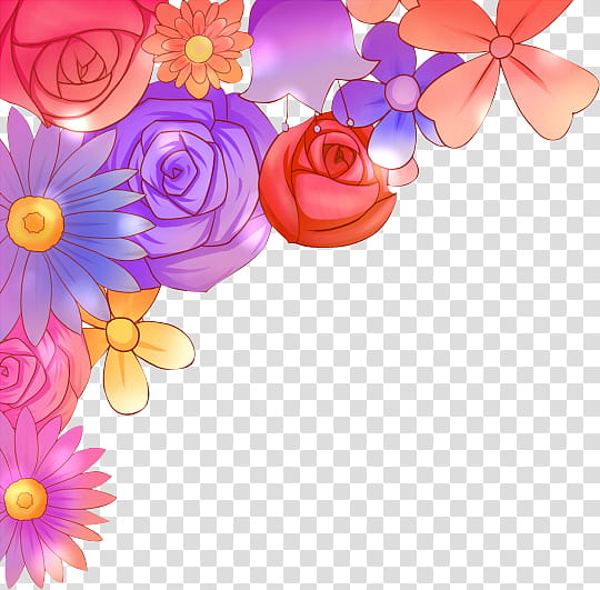 Flores I, purple and red petaled flowers art transparent background PNG clipart