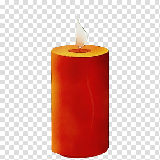 Watercolor, Paint, Wet Ink, Candle, Wax, Cylinder, Orange, Lighting transparent background PNG clipart