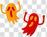 Halloween Special , two orange and red ghosts stickers transparent background PNG clipart