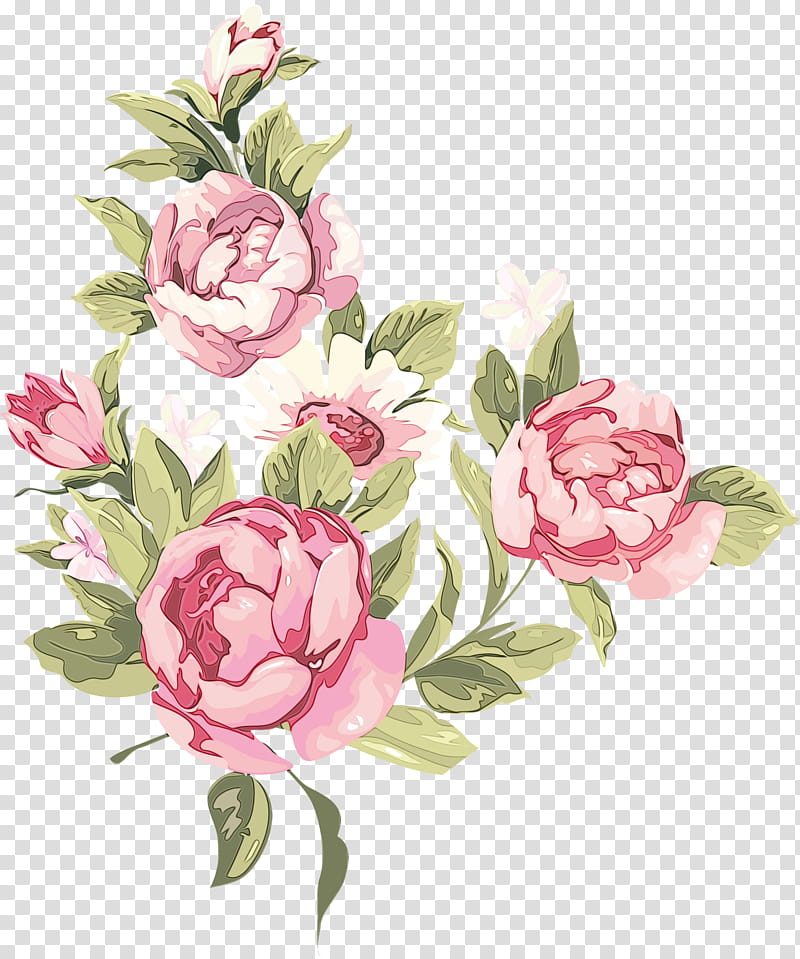 Watercolor Floral, Paint, Wet Ink, Dress, Sundress, Party Dress, Garden Roses, Cabbage Rose transparent background PNG clipart