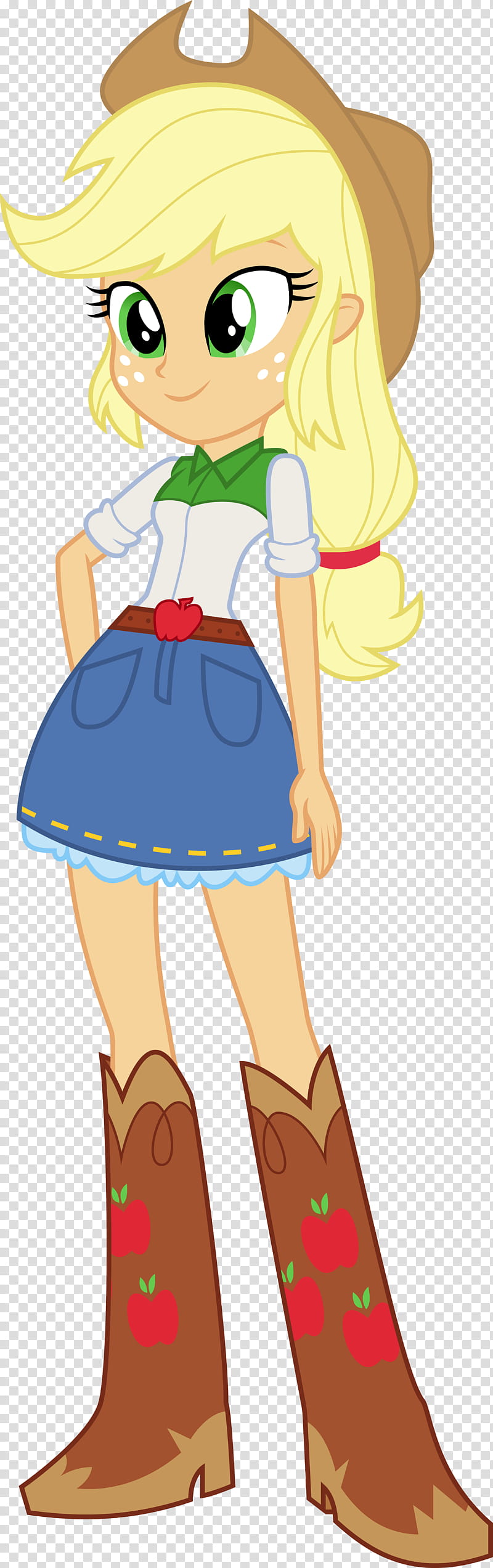 MLP EqG Applejack, yellow haired female anime character transparent background PNG clipart
