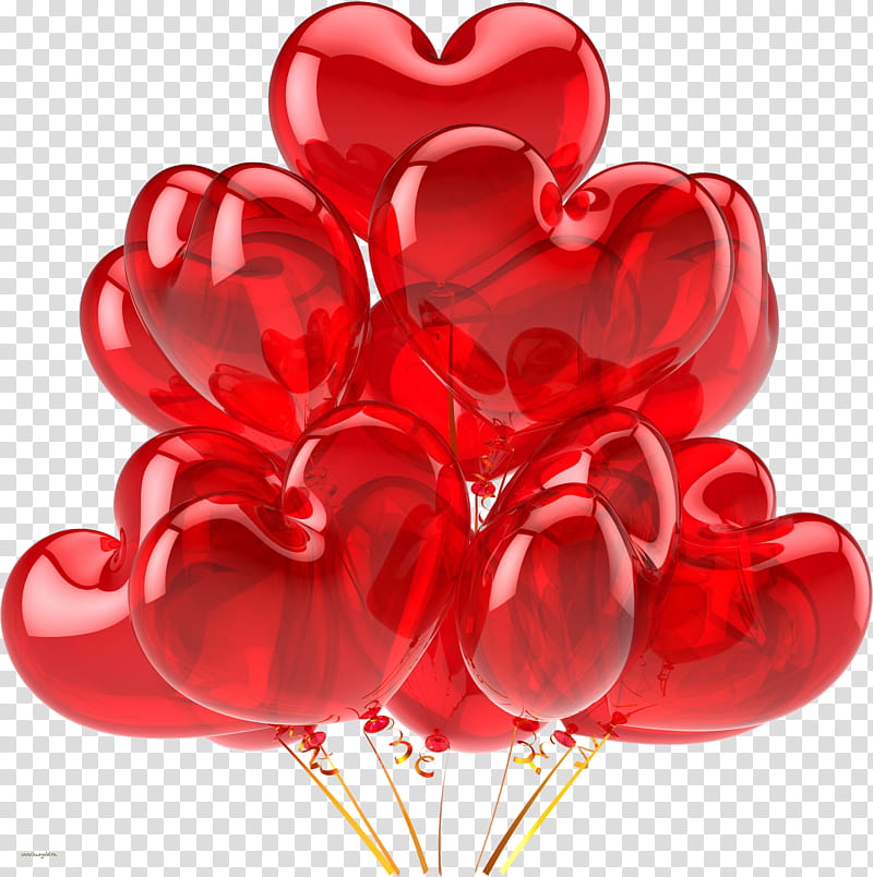 FREE, red heart balloons illustration transparent background PNG clipart