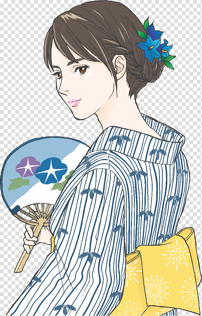 Fireworks Art, Yukata, Kimono, Woman, Collar, Drawing, Hair, Hairstyle transparent background PNG clipart