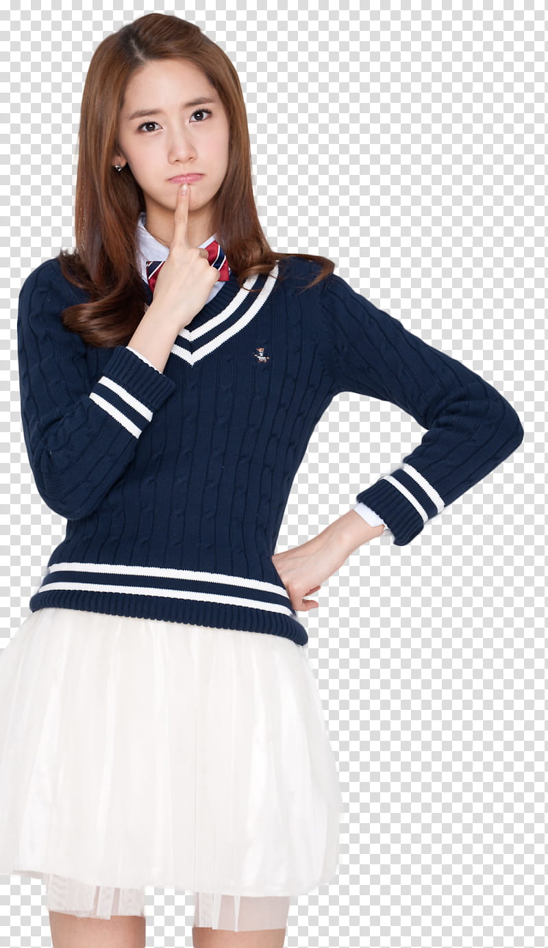 YoonA Girls Generation, women's white and black long sleeve dress transparent background PNG clipart