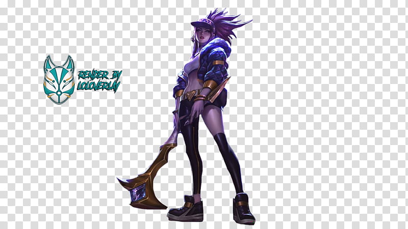KDA Akali Render, purple-haired D anime character transparent background PNG clipart