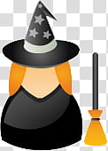 Halloween, black witch and broom illustration transparent background PNG clipart