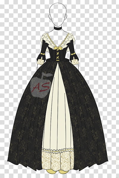 Historical Inspired Costume Adoptable  pricecut, women's white and black dress transparent background PNG clipart