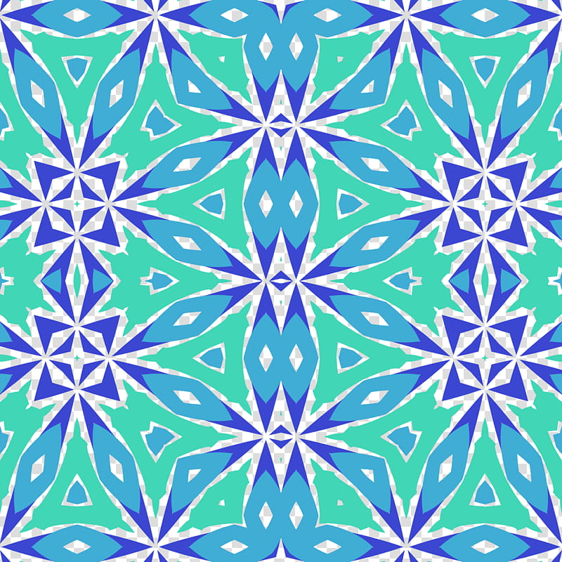 Kaleidoscope patterns seamless, green and blue optical illusion transparent background PNG clipart