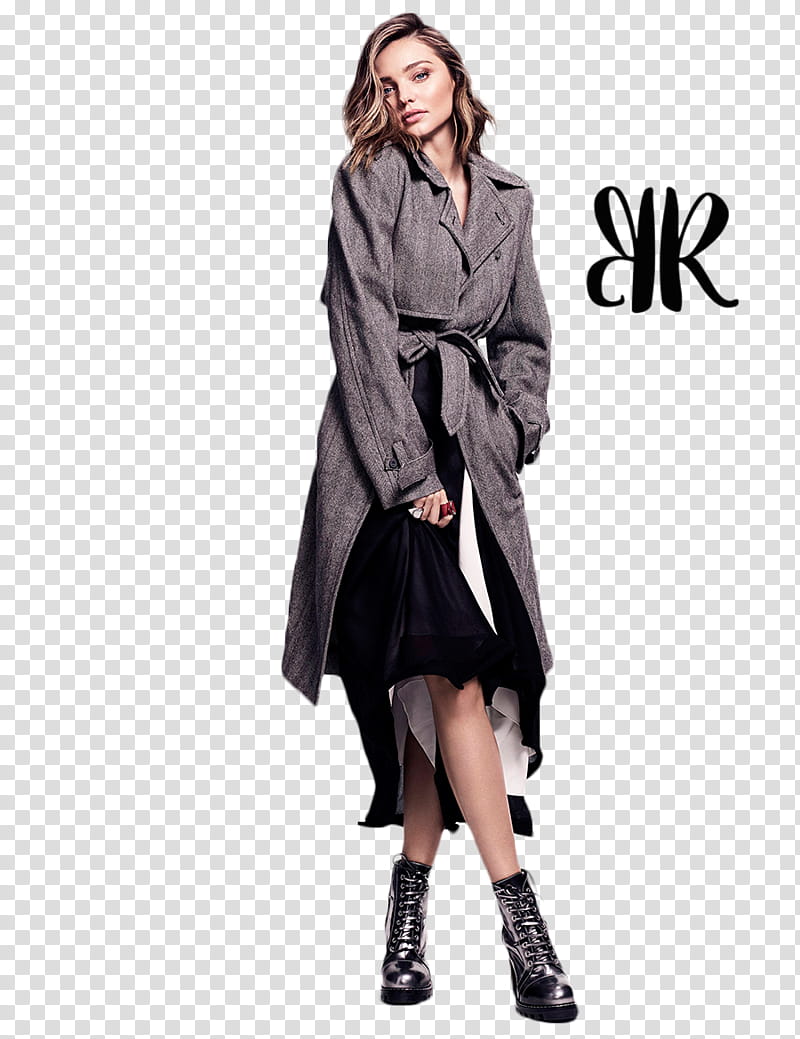 MIRANDA KERR, woman wearing grey trench coat transparent background PNG clipart