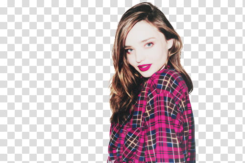 Miranda Kerr, woman in plaid shirt transparent background PNG clipart