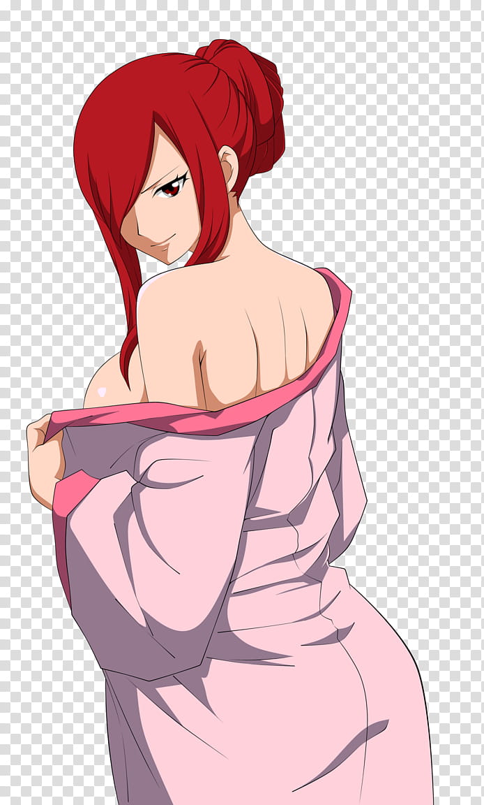 Sexy erza, red haired anime character transparent background PNG clipart