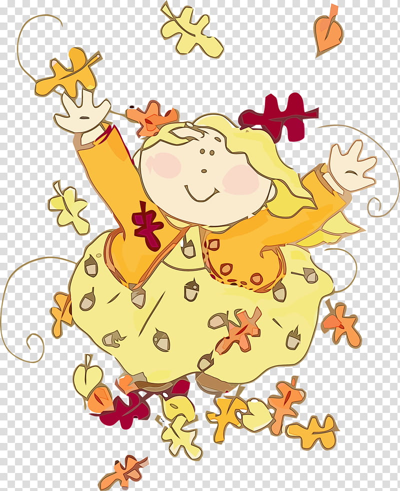 cartoon sticker happy, Fall Leaf, Autumn Leaf, Leaves, Watercolor, Paint, Wet Ink, Cartoon transparent background PNG clipart