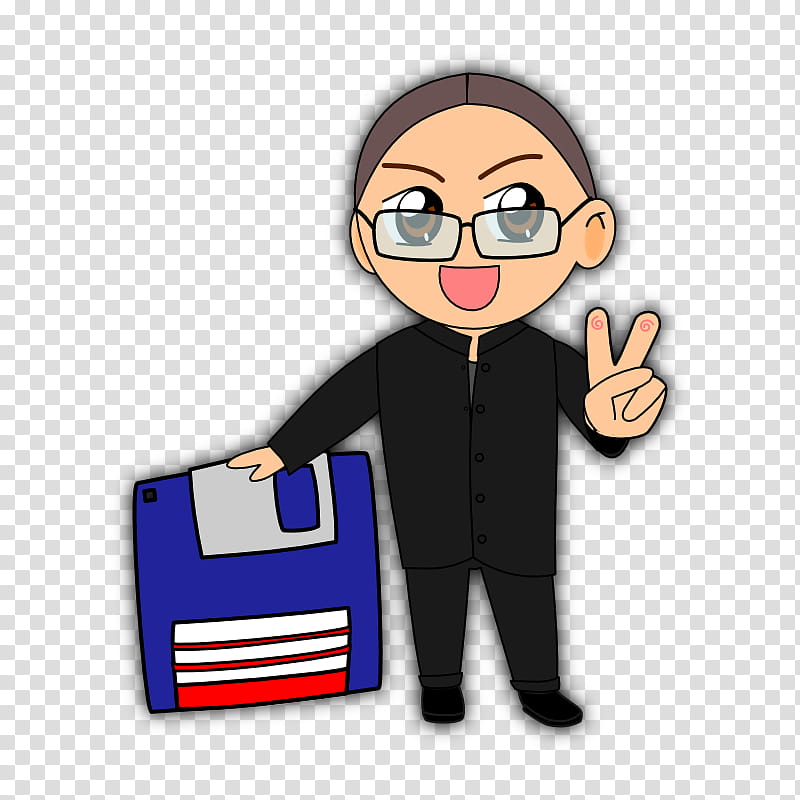 Chibi of myself, men holding a blue floppy disk illustration transparent background PNG clipart