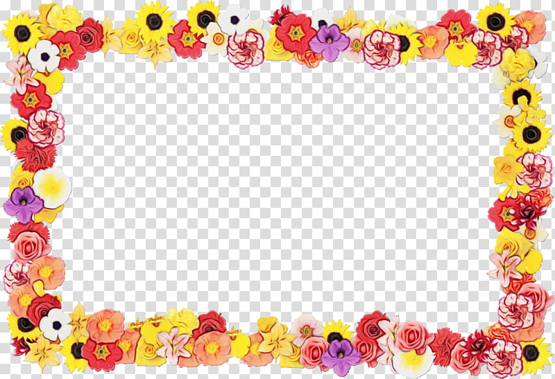 Party Background Frame, Floral Design, Frames, Yellow, Hair, Clothing Accessories, Lei, Body Jewelry transparent background PNG clipart