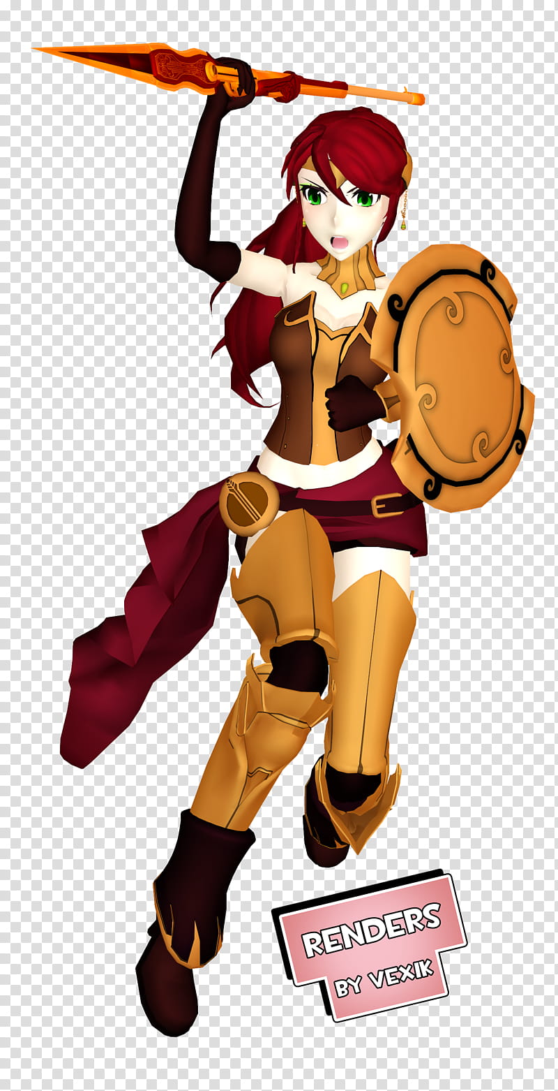 Pyrrha Nikos Render , animated girl wearing yellow and red costume transparent background PNG clipart