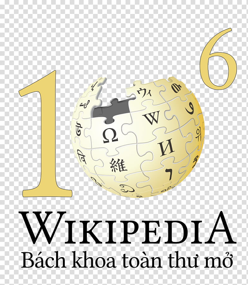 Logo, Wikipedia Logo, Vietnamese Wikipedia, Vietnamese Language, 1000000, Edition, Yellow, Text transparent background PNG clipart