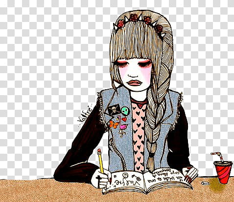 Munequitas Vintage, woman writing on book illustration transparent background PNG clipart