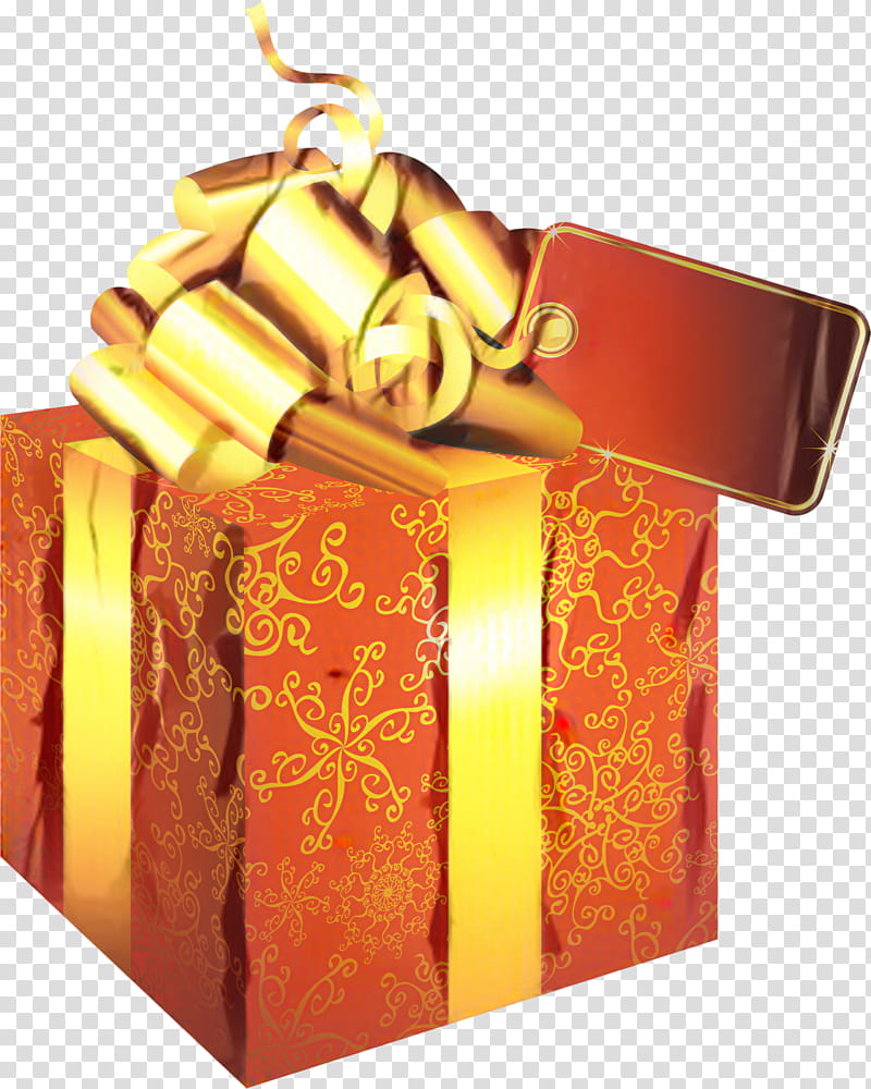 Gift Box Ribbon, Orange, Present, Yellow, Gift Wrapping transparent background PNG clipart