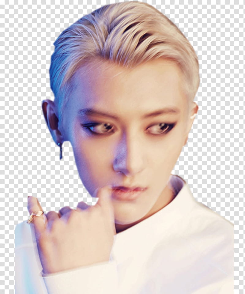 EXO Overdose, blonde haired man biting thumb transparent background PNG clipart