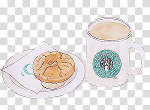 Many, baked muffins and Starbucks ceramic mug illustration transparent background PNG clipart