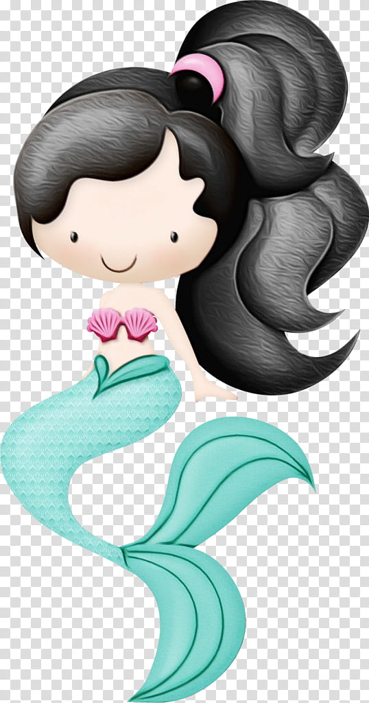 Mermaid Cartoon Woman Transparency Hair coloring, Watercolor, Paint, Wet Ink, Beauty, Highdefinition Television, Figurine, Animation transparent background PNG clipart