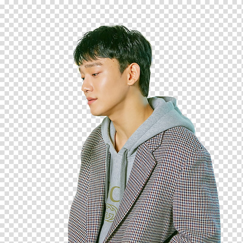 SHARE cm X Chen Bye Babe EXO, man in gray pullover hoodie transparent background PNG clipart