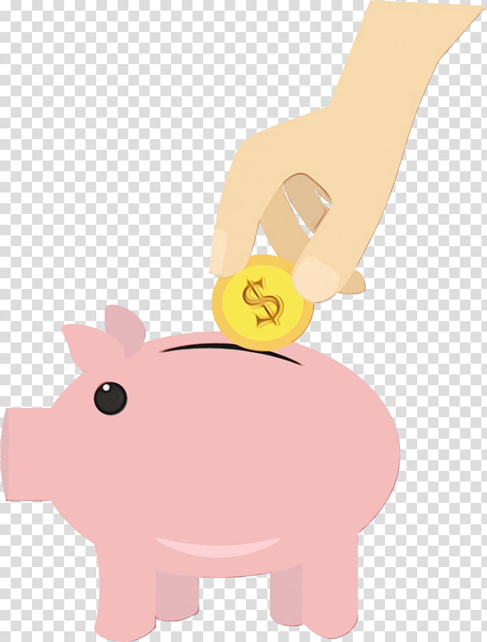 Piggy bank, Watercolor, Paint, Wet Ink, Pink, Cartoon, Snout, Live transparent background PNG clipart