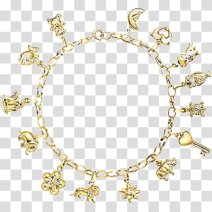 , gold-colored charm bracelet transparent background PNG clipart