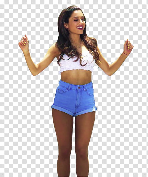 Ariana Grande Video Ba, women's blue denim shorts transparent background PNG clipart