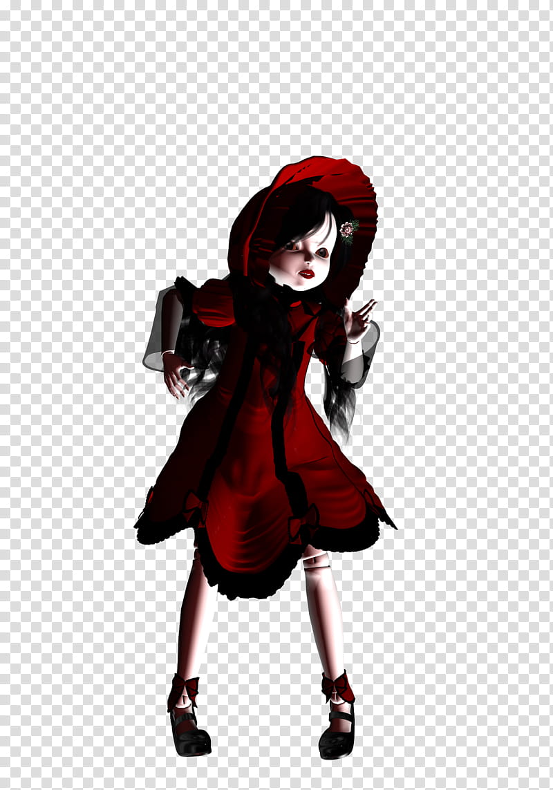 Possessed Doll , porcelain doll in red dress transparent background PNG clipart