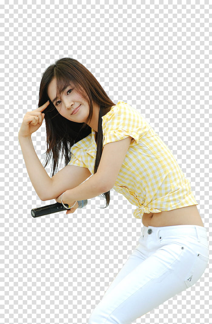 SNSD GEE LIVE  RENDER, smiling and dancing woman holding black microphone transparent background PNG clipart