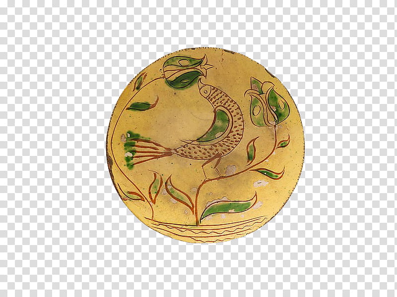 , round brown and green bird graphic plate transparent background PNG clipart