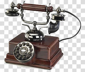 vintage brown and brass-colored cradle rotary phone transparent background PNG clipart