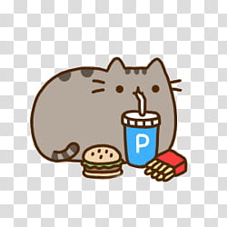 Pusheen the cat, gray cat emoji sipping on can transparent background PNG clipart