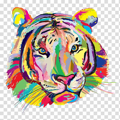 multicolored tiger painting transparent background PNG clipart