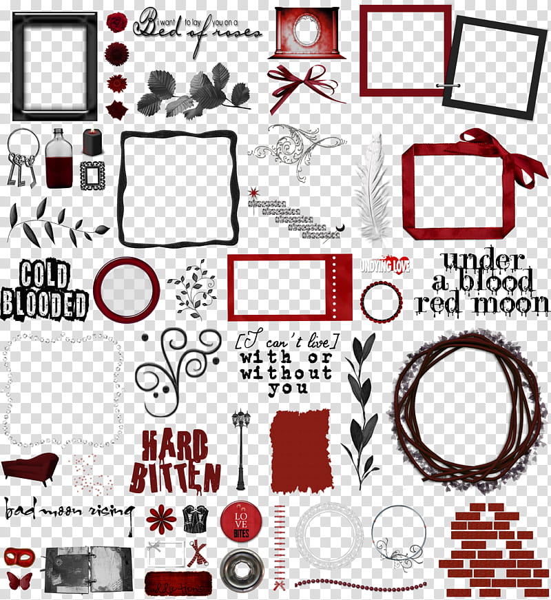 True Blood Vampire Word Art Clear Cut , grey and red borders collage transparent background PNG clipart