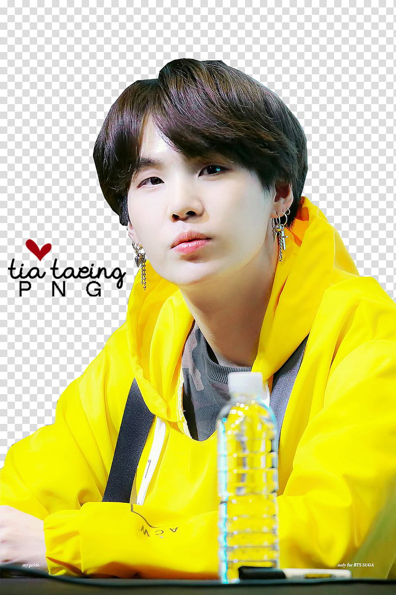 Yoongi , man wearing yellow jacket transparent background PNG clipart