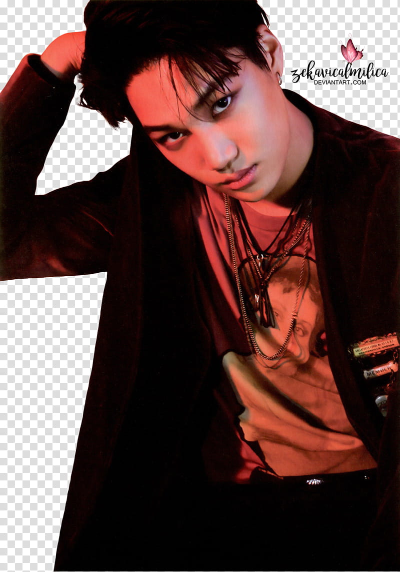 EXO Kai LOTTO, Kai Jongin EXO with text overlay transparent background PNG clipart