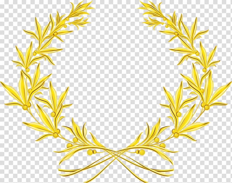 Olive wreath Laurel wreath Olive branch Drawing, Watercolor, Paint, Wet Ink, Bay Laurel, Gold, Yellow, Leaf transparent background PNG clipart