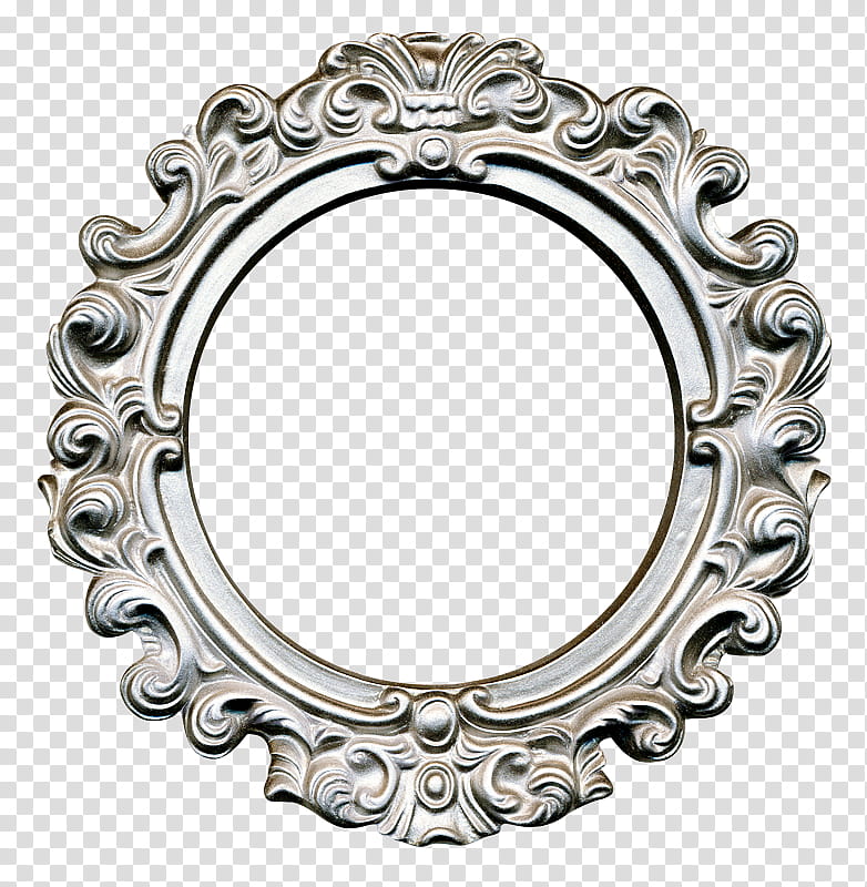 mirror metal oval circle silver, Ornament transparent background PNG clipart