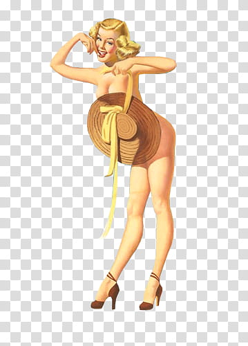 PIN UP GIRLS, brown hat transparent background PNG clipart