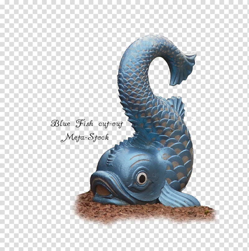 Blue Stone Fish Statue, blue fish statue transparent background PNG clipart