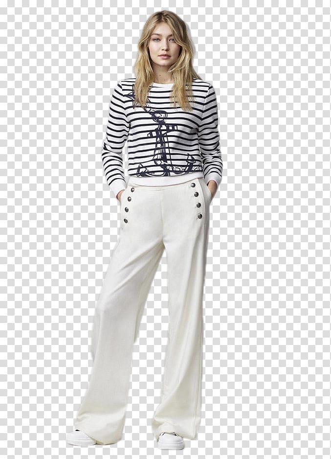 Gigi Hadid, standing woman putting hands on pockets transparent background PNG clipart