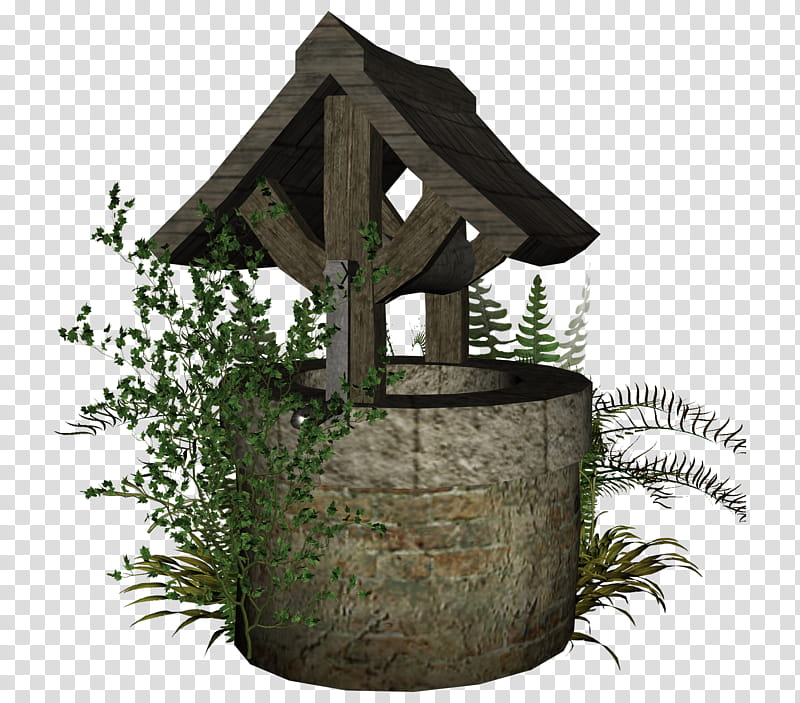 D Wishing Well, brown wishing well illustration transparent background PNG clipart