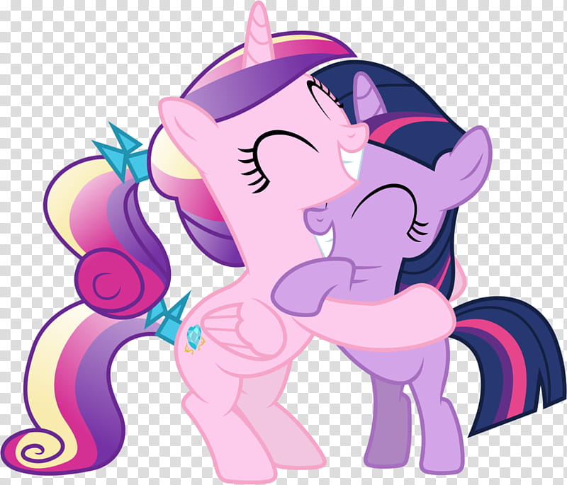 Princess Cadance and Twilight Sparkle Hugging (), pink and purple cartoon character transparent background PNG clipart