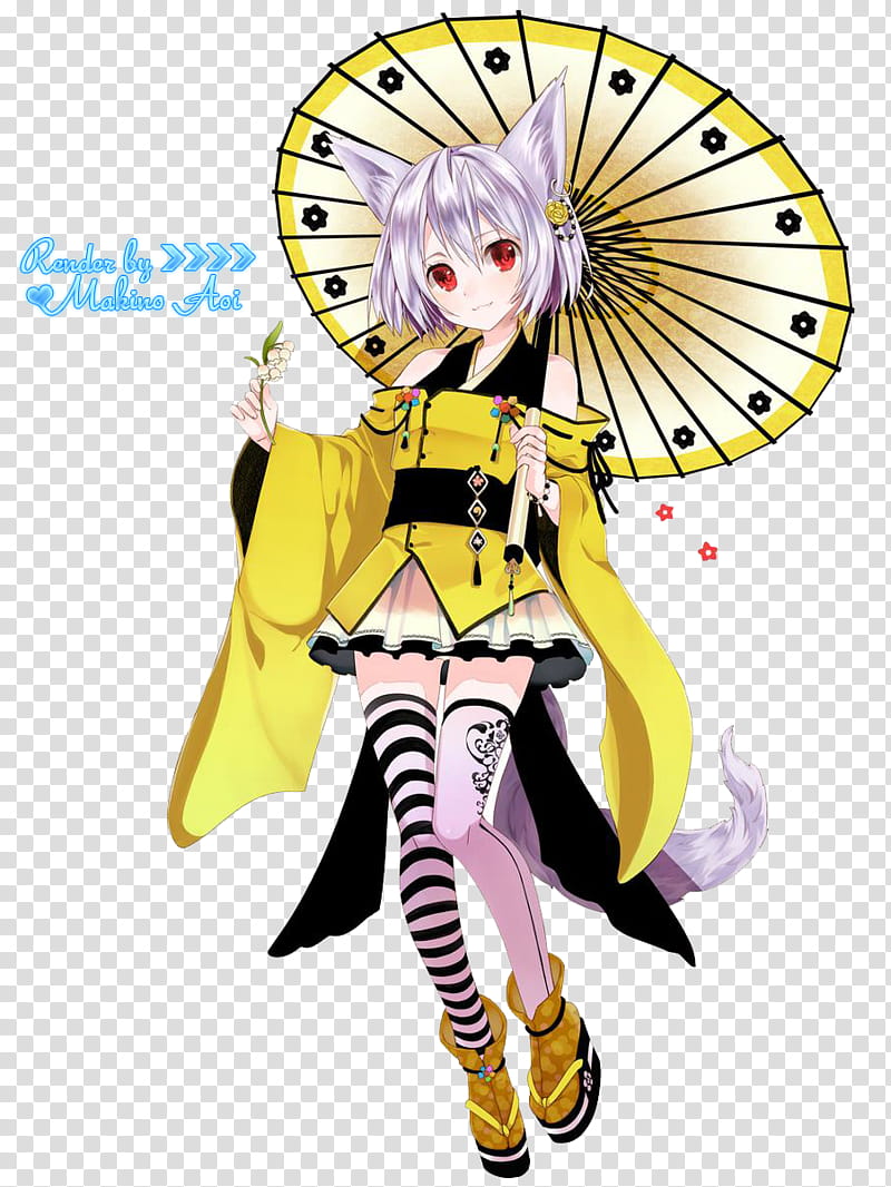 yellow and black dressed female anime character transparent background PNG clipart