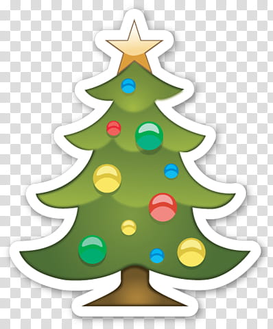 EMOJI STICKER , green Christmas tree illustration transparent ...