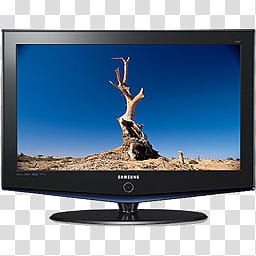 LCDicon, SAMSUNG LARB, Samsung flat screen TV showing leafless tree transparent background PNG clipart